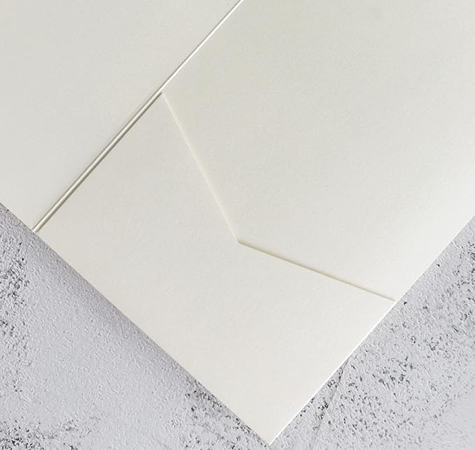 20 PCS Ivory Tri-fold Laser Cut Wedding Invitation Pockets for 5x7 Wedding Cards Bridal Shower Engagement Quinceanera Invitation