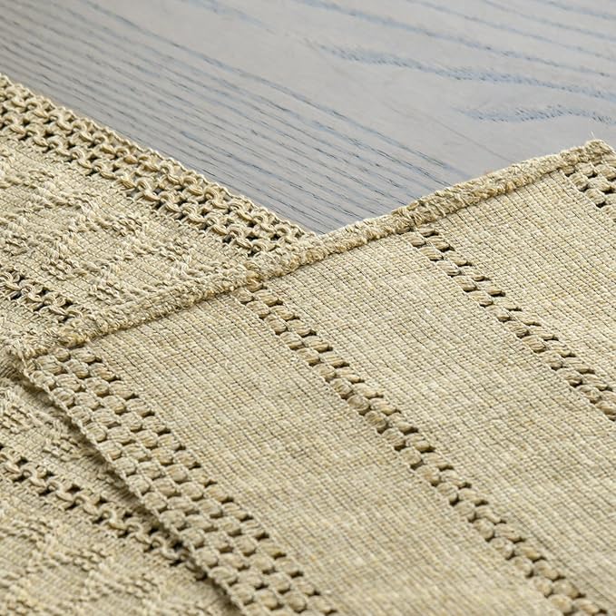 Artoid Mode Burlap Brown Farmhouse Woven Rustic Hollow Table Runner, Seasonal Holiday Kitchen Dining Table Decoration for Home Party Decor 12x36 Inch