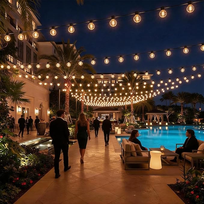 String Lights 300 Ft Black Outdoor LED Warm White, Dimmable