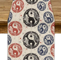 Yin Yang Table Runner, Vintage Mid Century Traditional Oriental Koi Fish Mystical Celestial Moon Stars Print Table Runner for Kitchen Dining Table Party Decor, 13x36inch