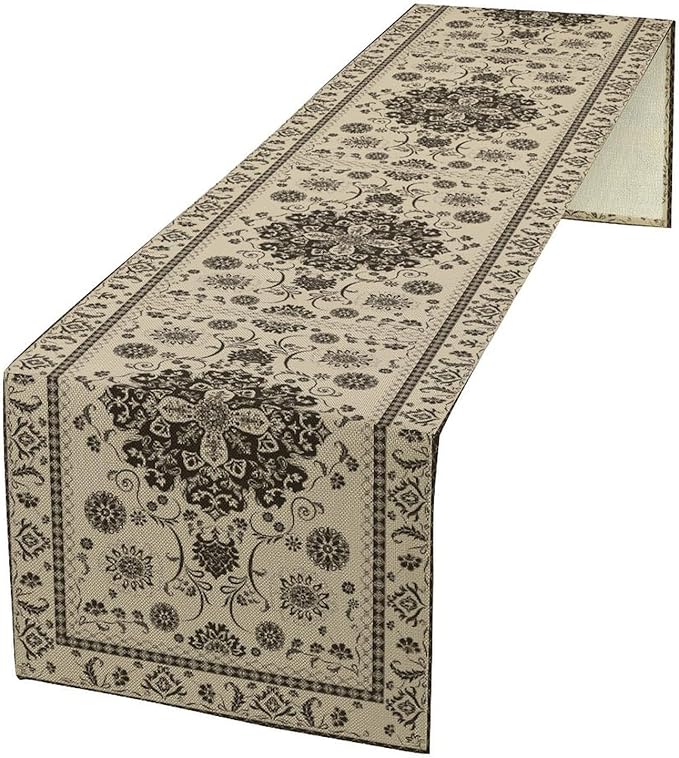 Boho Vintage Elegant Table Runner Farmhouse for Home Farmhouse Kitchen Table Dining Coffee Room Garden Party Wedding Decor 13x108in