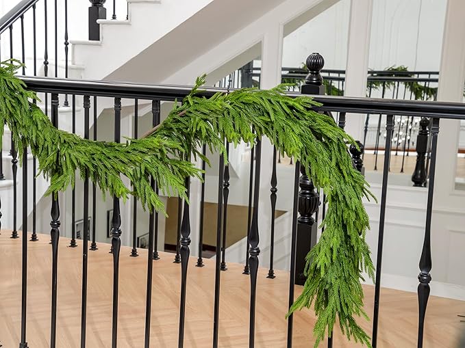 Norfolk Pine Garland, 6 Ft, Dark Green Realistic Faux Cedar Holiday Decor
