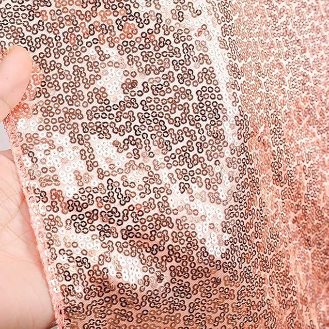 Poise3EHome 10Ft x 10Ft Rose Gold Sequin Backdrop Curtain, Glitter Thick Satin Background Drapes, Sparkly Opaque Photography Curtain, Sequence Xmas Thanksgiving Backdrop for Wedding Party Decor