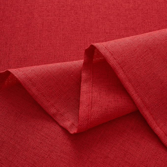 NLMUVW Red Linen Tablecloth Round, Christmas Table Cloth Water Resistant Textued Table Cover for Kitchen Dining Coffee Party, 48 Inch