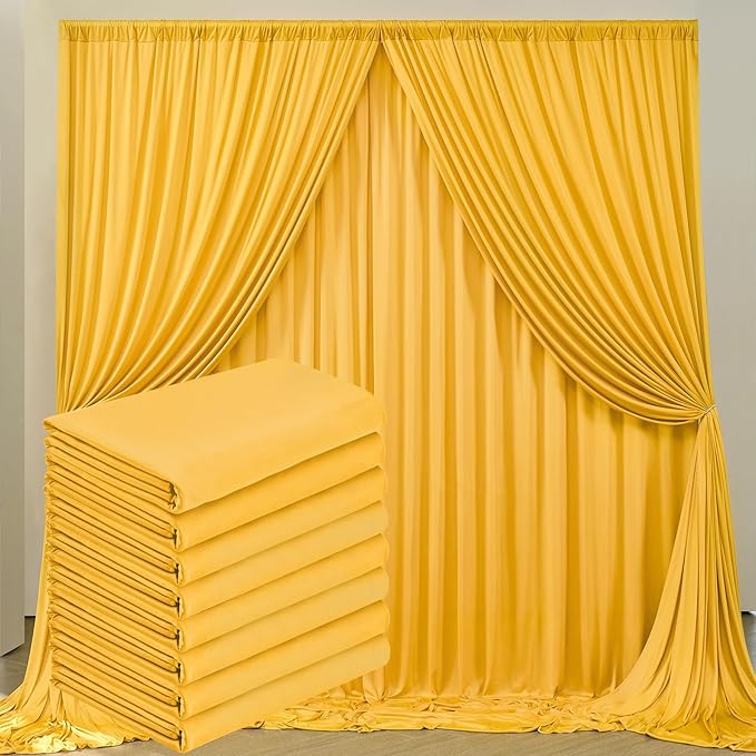 Ginger Yellow Backdrop Curtains, 8 Panels 5 ft x 10 ft Wrinkle-Free