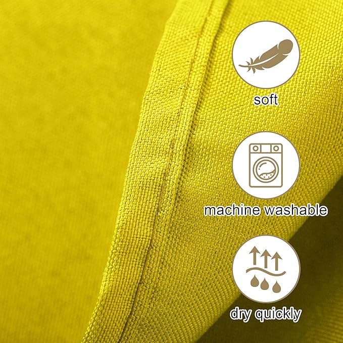 Ascoza 2pack 132 Inch Yellow Round Tablecloth in Washable Polyester Fabric for Wedding/Banquet/Restaurant/Parties…