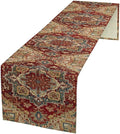 Boho Bohemia Style Table Runner, Vintage Red Brown Retro Flower Rustic Country Style Floral Print Pattern for Home Kitchen Table Decor Dining Coffee Room Garden Party Decor 13x72in