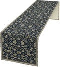 Vintage Boho Floral Table Runner, Morris Rustic Country Farmhouse Dark Blue Grey Retro Flower Pattern for Home Kitchen Table Decor Dining Coffee Room Party Decor 13x90in