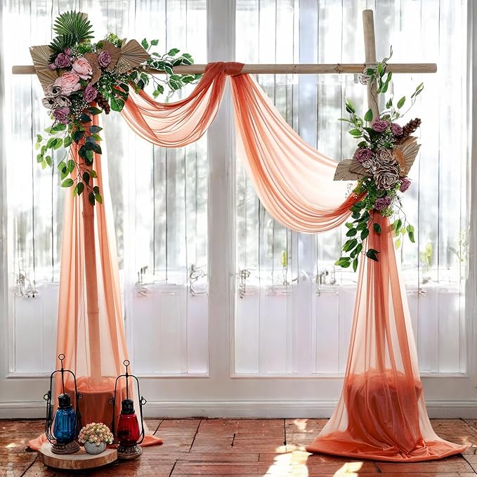 MDS Halloween Chiffon Draping Fabric - 1 Panel, 30" Wide x 40ft Long - Sheer Spooky Arbor & Canopy Drapery for Haunted House Backdrops, Party Ceilings, DIY Costumes & Themed Events - Terracotta