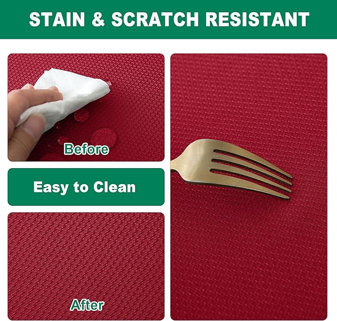 Biscaynebay Textured Fabric Christmas Tablecloths 60x108 Inches Rectangular, Red Water Resistant Spill Proof Tablecloths for Dining, Kitchen, Wedding and Parties, Machine Washable