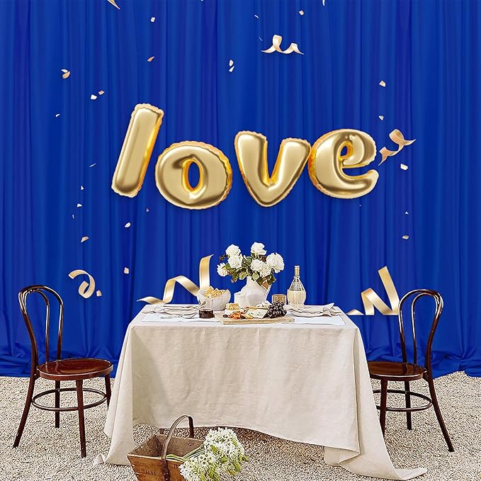 MEETSKY Royal Blue Backdrop Curtains for Parties Blue Curtains Photography Backdrop Drapes for Wedding Birthday Party Baby Showers Rod Pocket Home Sliding Door Decoration, 5ft x 8ft, 2 Panels