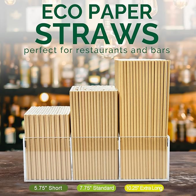 Disposable Brown Kraft Paper Cocktail Straws, 5.75 Inch, 500 Count