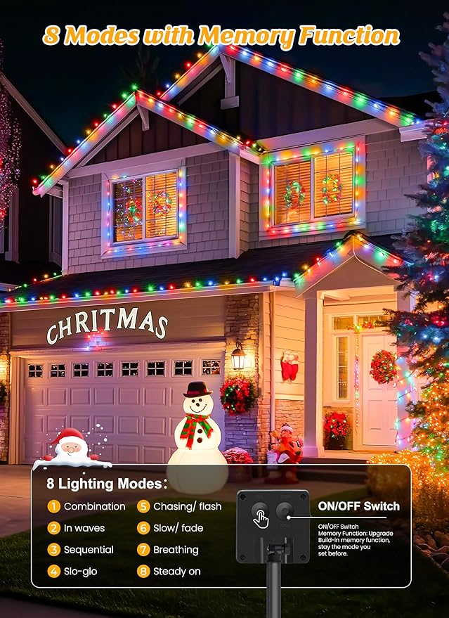 String Lights Solar Powered Outdoor 4-Pack 39ft Multicolor 120 LEDs Each