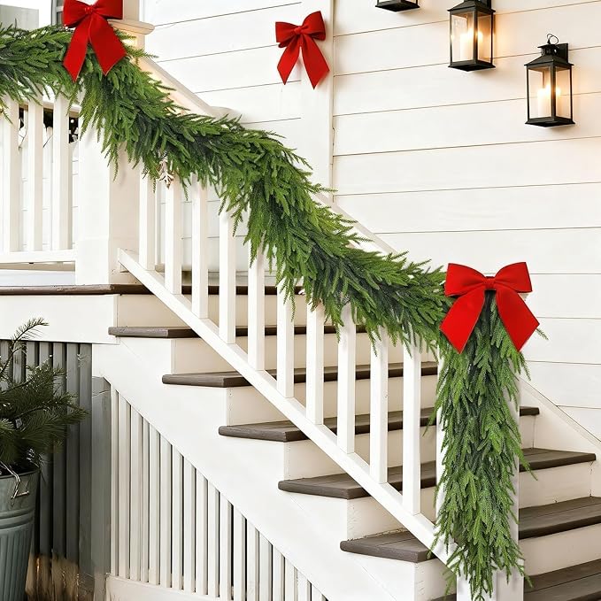 Garland 9 Ft Green Plastic Norfolk Pine Style Artificial Holiday Garland
