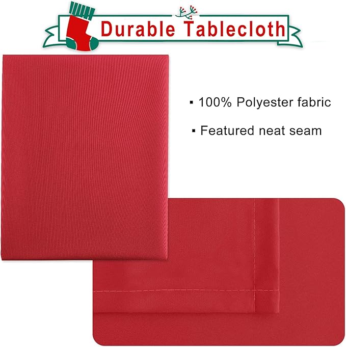 Hiasan Red Rectangle Tablecloth - Waterproof Spillproof and Wrinkle Resistant Washable Polyester Christmas Table Cloth for Dining Party, 52 x 70 inch