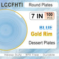 Transparent Gold Plastic Plates, 100PCS – Blue