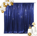 SquarePie Sequin Backdrop Less Transparent Background Sparkly Curtain for Wedding Party 8FT x 8FT Navy Blue
