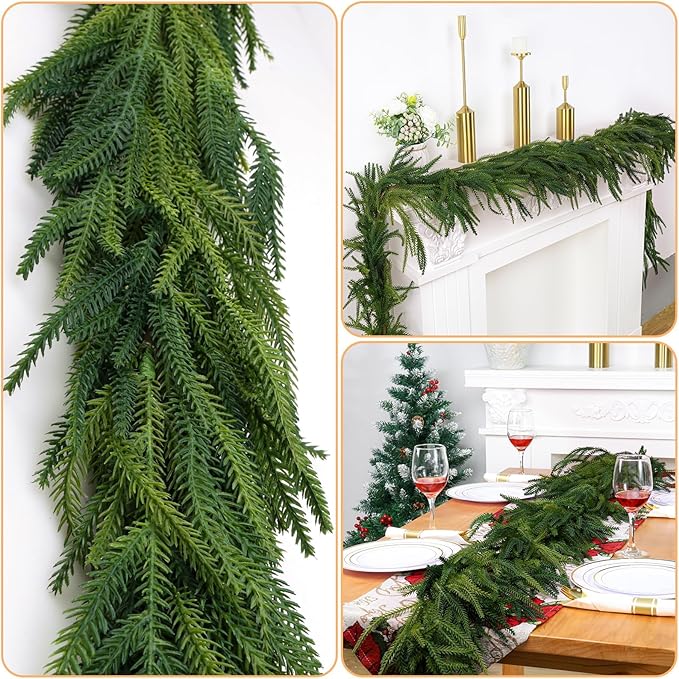 Garlands 4-Pack 9 Ft Green PE Artificial Norfolk Pine Christmas Decor