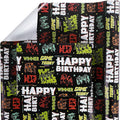 Gaming Birthday Wrapping Paper Roll, Black, 17 Inch X 16.4 Feet