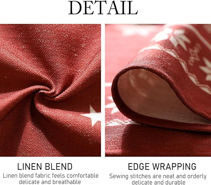 ISAENNE Designer Christmas Red Round Tablecloth,Linen Table Cloth with Snowflakes Pattern,Wrinkle Resistant Decor Tablecloths for Dining Kitchen Thanksgiving Christmas,Diameter 67"-Carol C