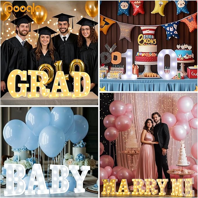Pooqla LED Marquee Letter Lights, Warm White and Cool White Decorative Lighted Letters, Light Up Alphabet Letters for Boys Girls, Party, Wedding, Bar, Night Light, Birthday Decoration, Letter L
