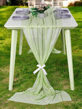 MDS Halloween Chiffon Table Runner - 15 Pack, 29 x 120 Inches, 10ft Each - Sheer Spooky Table Runners for Haunted House Parties, Trick-or-Treat Tables, Witchy Décor, Wedding & Events - Sage Green