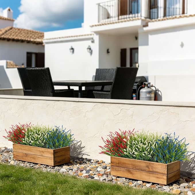 Artificial Plants Greenery: 12 Monkey Grass Bundles in Red, Blue and White