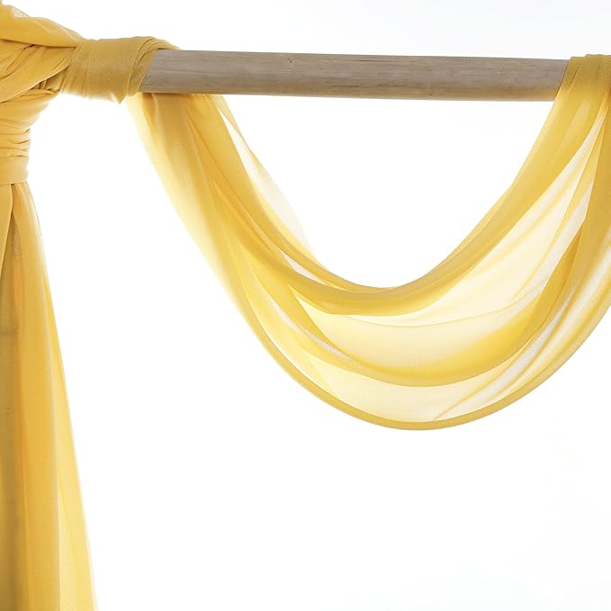 Fabric Gold Sheer Chiffon Drape, 4 Panels, 30 Inch x 20 Feet