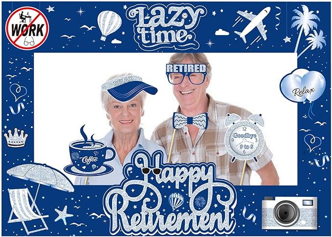 Photobooth Props Retirement Kit, 27 Paper Pieces with Large Frame