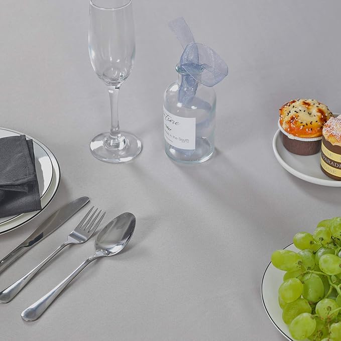 108 inch Round Tablecloth Washable Polyester Table Cloth Decorative Table Cover for Wedding Party Dining Banquet（108 inch,Silver）