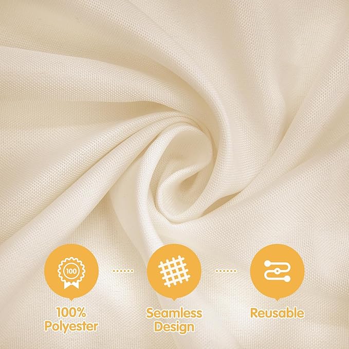 Tablecloths, 70 x 120 Inch Rectangular Polyester, Beige, 10 Count
