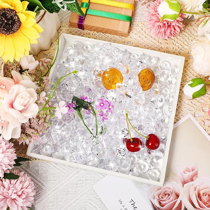 Vase Fillers, 400 Clear Acrylic Diamond Gems, 0.79 x 0.5 Inch