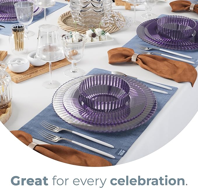 Plastic Party Plates in Purple, 40 Count, 9 and 11 Inch