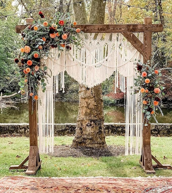 S.N.HANDICRAFTS Macrame Large Curtain Bohemian Boho Decoration Backdrop Wedding Wall Hanging (60X85)