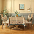 Patdrea Designer French Rectangular Tablecloth, Beige Anti-Wrinkle