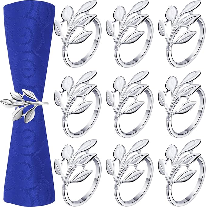 Napkin Rings Set of 100 Leaf Shaped Metal Holders in Silver and Gold