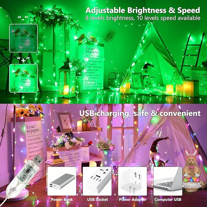 Indoor String Lights, 200 LED Color Changing Copper Fairy Lights