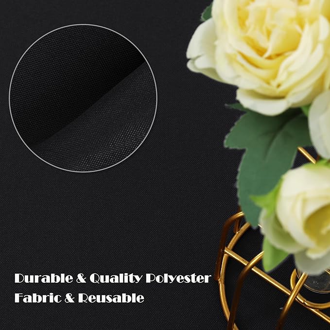 Round Tablecloths, Black, 8 Pack, 90 Inch Polyester