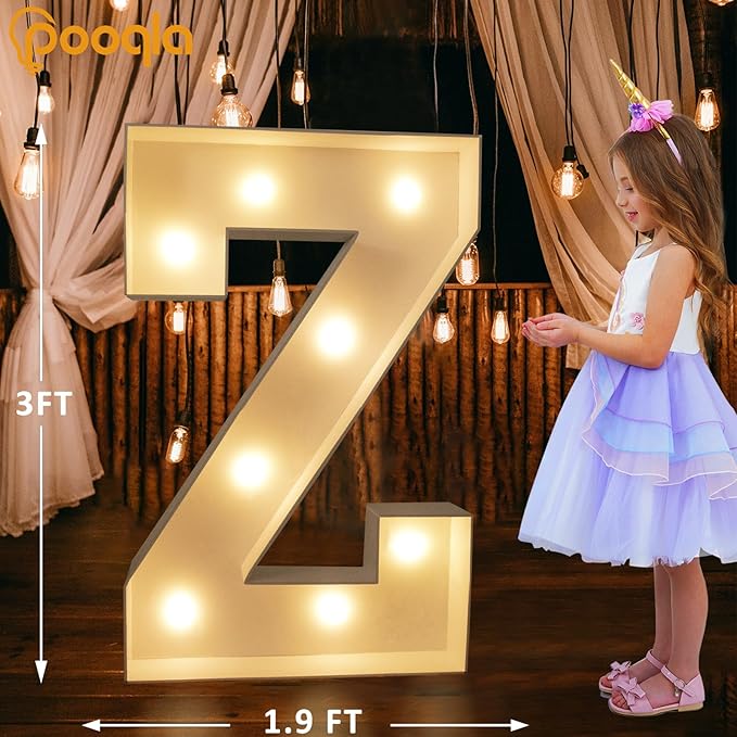 Decorations: 3 Ft Light Up Marquee Letter Z with Warm and Cool White LEDs