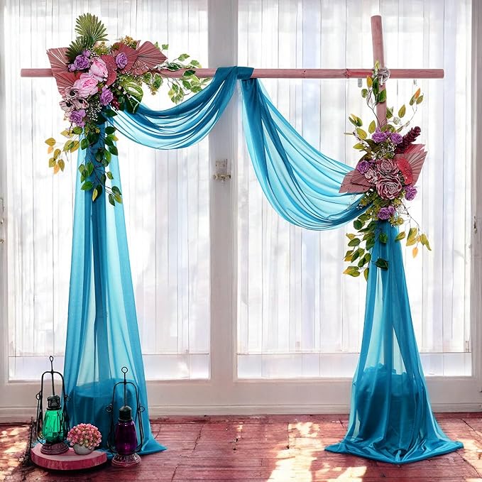 MDS Halloween Chiffon Draping Fabric - 1 Panel, 30" Wide x 75ft Long - Sheer Spooky Arbor & Canopy Drapery for Haunted House Backdrops, Party Ceilings, DIY Costumes & Themed Events - Dark Teal