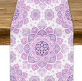 Purple Pink Mandala Table Runner, Traditional Indian Boho Mandala Flowers Print Table Runne for Kitchen Dining Table Office Wedding Party Holiday Home Decor, 13x60inch