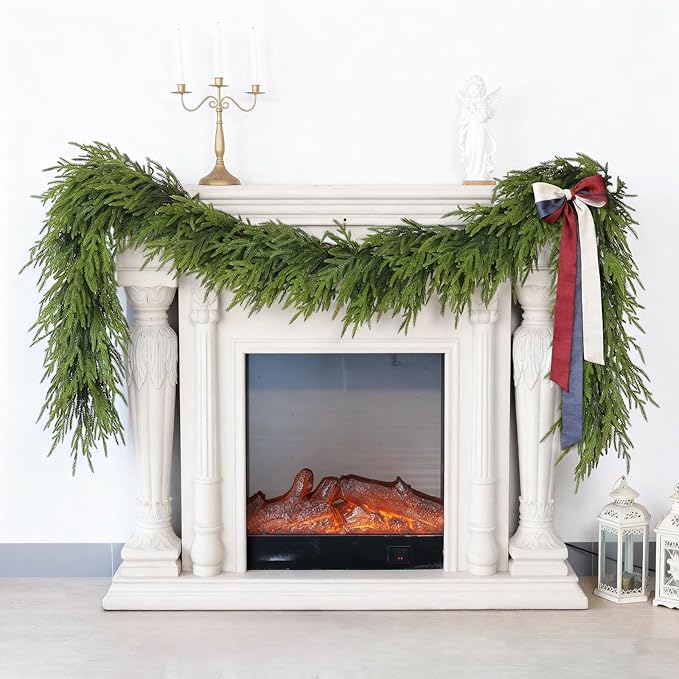 Garland, Norfolk Pine Style, 9 ft Green Artificial Holiday Greenery