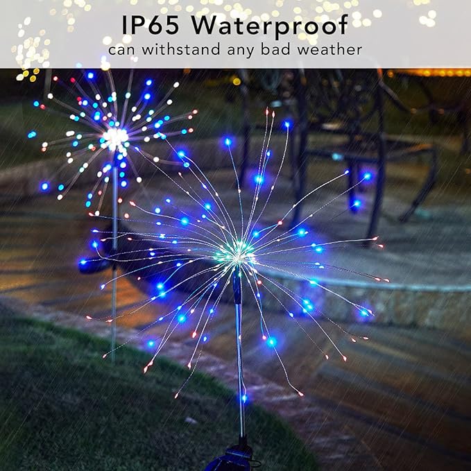 String Lights, 6 Pack Solar Outdoor Garden Stakes with 200 LEDs Multicolor
