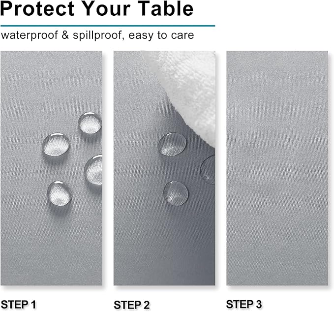 Hiasan Silver Grey Rectangle Tablecloth - Waterproof and Spillproof Washable Fabric Table Cloth for Dining Room Kitchen Party and Outdoor, 60 x 140 Inch