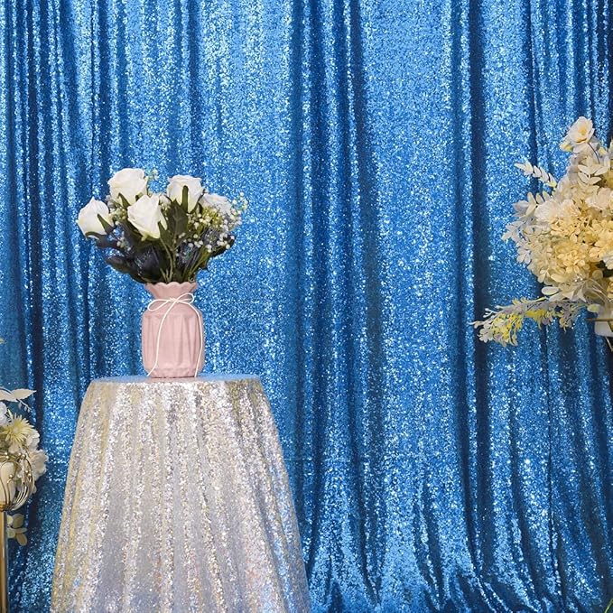 Eternal Beauty Turquoise Sequin Backdrop, 8x8 Ft Glitter Background Curtains for Shimmer Photography Party Wedding Birthday Back Drop Decor