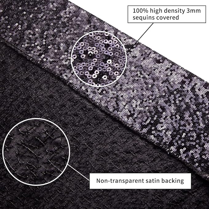 Poise3EHome 20Ft x 10Ft Black Sequin Backdrop, Glitter Thick Satin Sequin Background Drapes, Sequence Xmas Thanksgiving Backdrop for Wedding Party Holiday Festival Decor