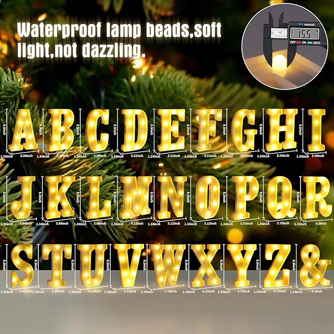 Light Up Letters M,LED Sign Marquee Letters 26 Alphabet for Party Birthday Name,Wedding,Christmas Decorations,Personalized Name Sign Letter for Centerpieces Table and Wall Decor