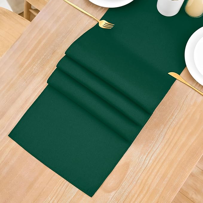 2 Pack Green Table Runner 12 x 72 Inch Solid Color Farmhouse Runners Coffee Table Dresser for Daily Party Home Decoration
