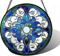 Stained Glass Window Hanging, Boho Style Sun Catchers Diamond Glass Panel Hangings Tiffany Suncatcher Decor for Birthday for Women, Men, Wife, Aunt, and Mom 7.8 in