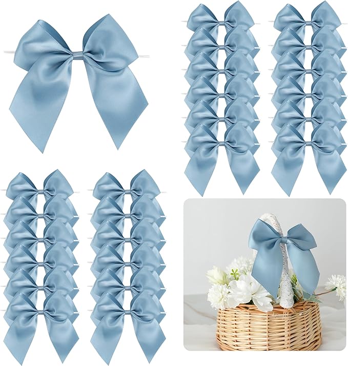 Gift Wrap Bows, 24 Pack 5 Inch Satin Polyester Bows with Twist Ties